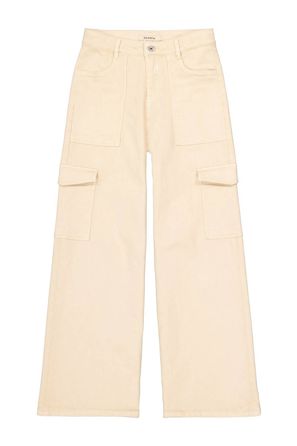 Garcia low waist wide leg cargobroek beige