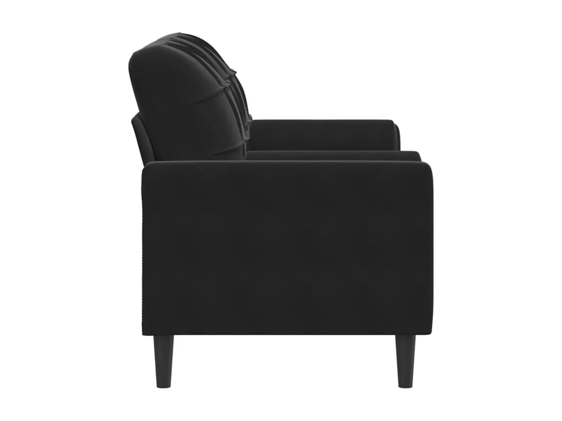 Canapé 2 places avec oreillers décoratifs noir 140 cm velours