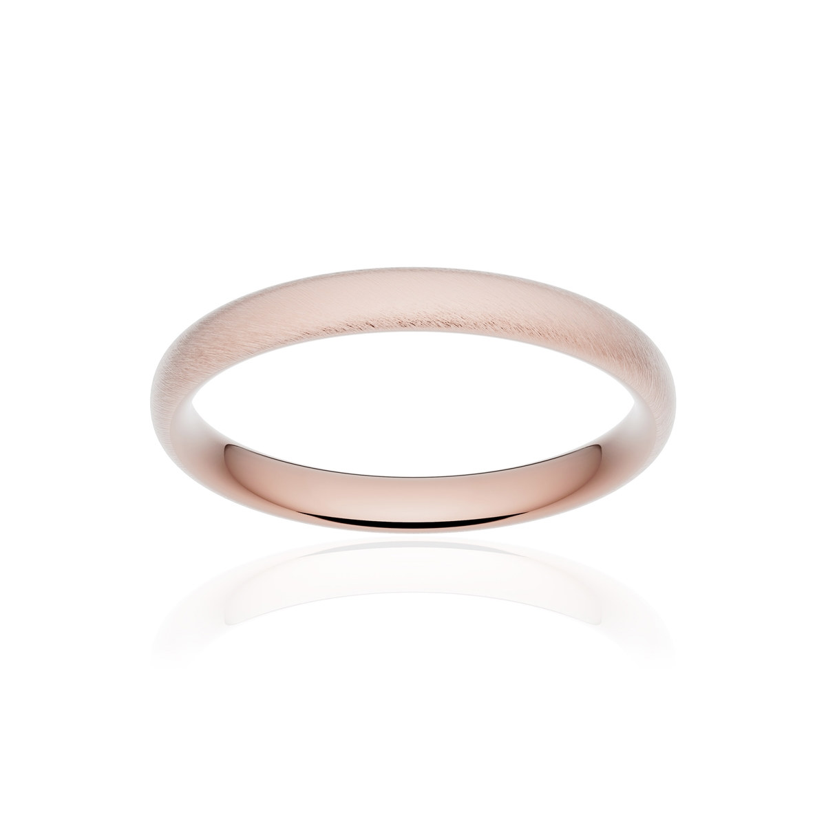 Alliance or 750 rose givré ruban confort 3mm