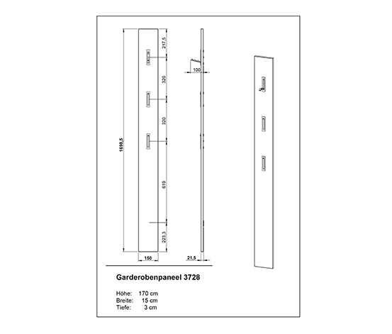 Garderobenpaneel »Ameca«, graphit