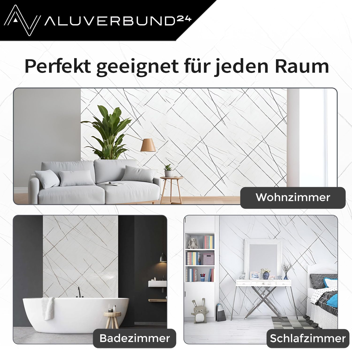 AMON Wandpaneele 122x244cm in Natur-Steinoptik (Classic Grey) ideal als Duschrückwand Badrückwand Küchenrückwand TV-Rückwand Dusch- Bad- Wand-Verkleidung aus 3mm PVC Wasserdicht Wasserfest