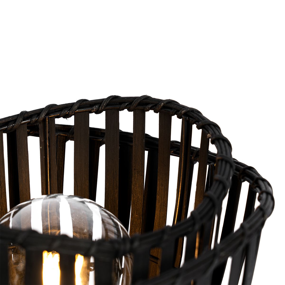 Oosterse tafellamp zwart bamboe 25cm - Pua