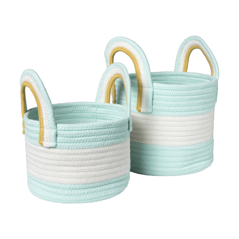 Mand colors met hengsels - blauw/wit - ø17x21 cm