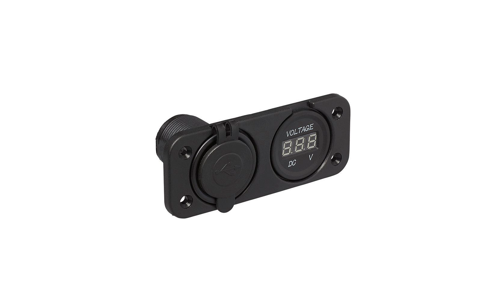 ProPlus Einbau Kit Voltmeter 30 V und USB Doppelsteckdose 2 Mal 2100 mA