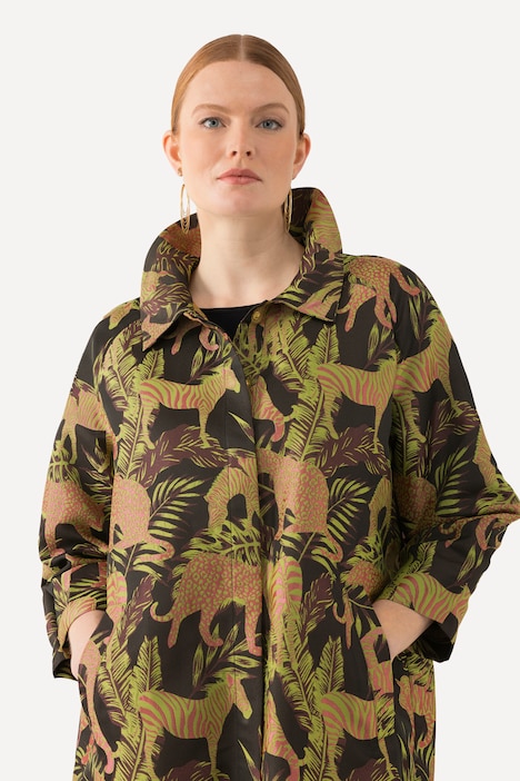 Jacke, Jacquardmuster, Hemdkragen, Druckknöpfe