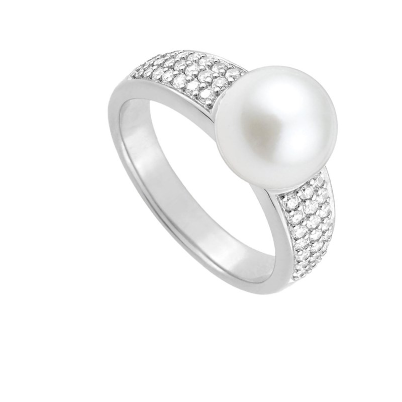 Bague perle femme - Oxyde de zirconium - Argent 925