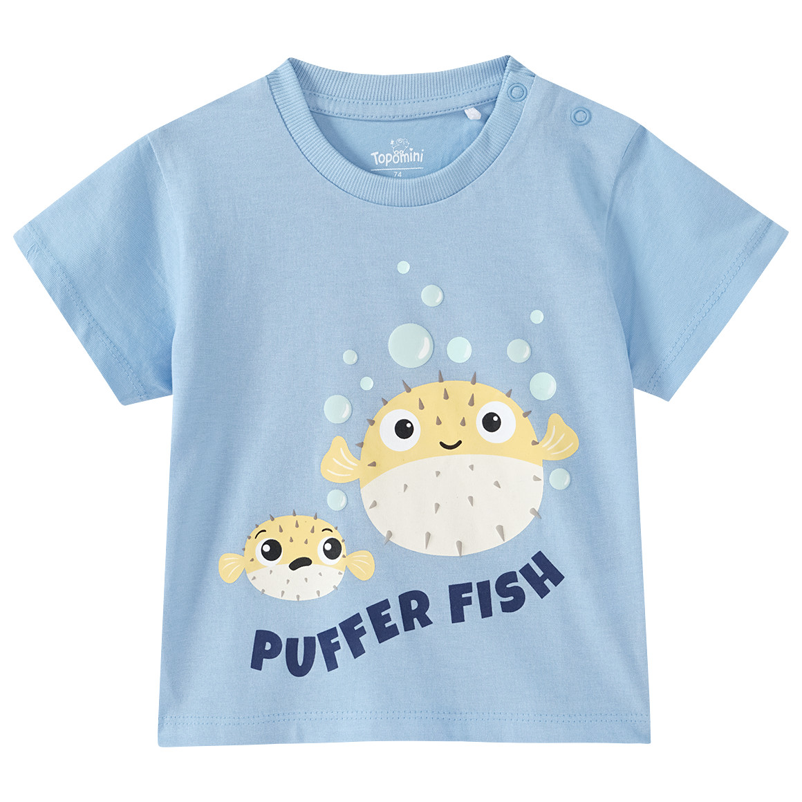 Topomini Baby T-Shirt mit Kugelfisch-Motiv hellblau