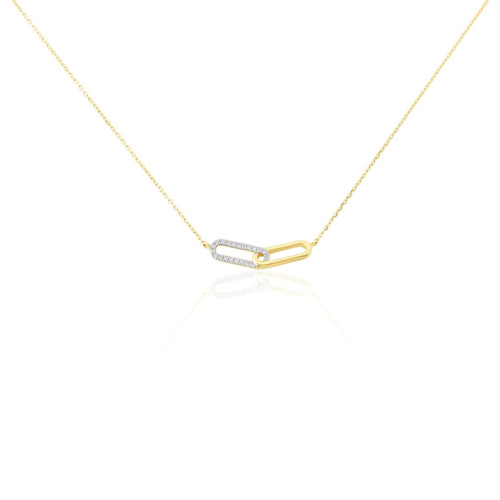 Collier Graphic Lines Or Jaune Oxyde De Zirconium