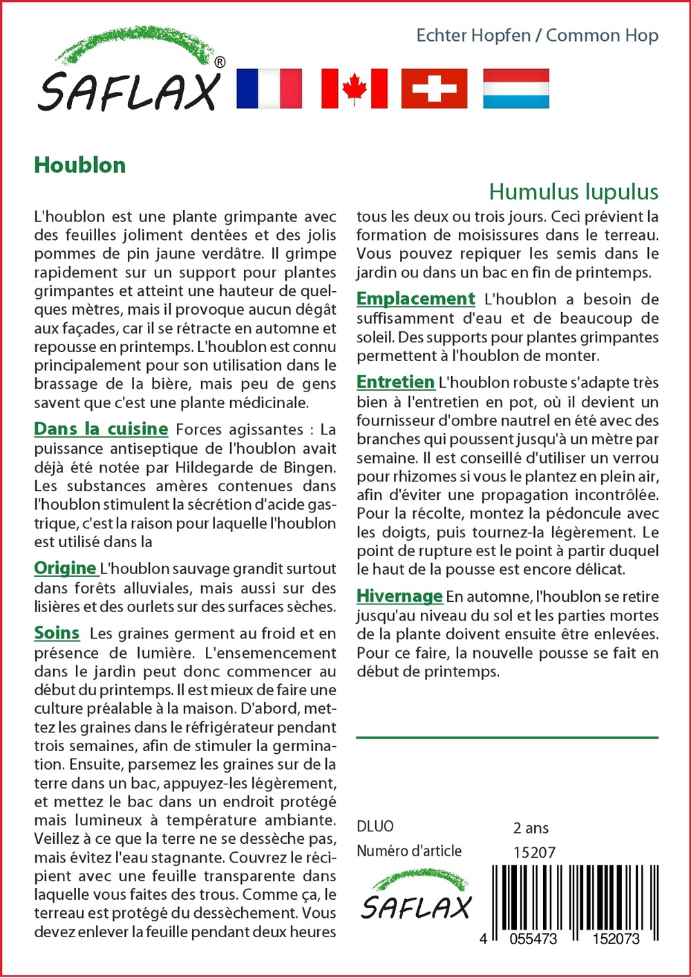 Houblon - 50 graines - humulus lupulus