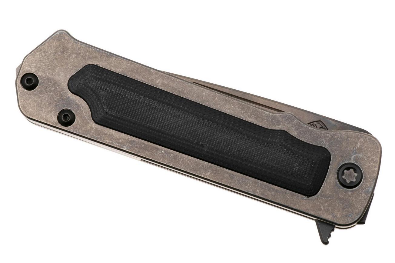 Medford TFF-4 25-TFF4-03, Vulcan S45VN Tanto, Tumbled Titanium Handle, Black G10 Inlay Handle, Black Hardware zakmes