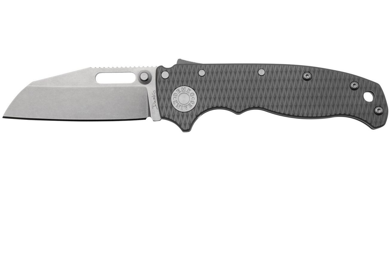 Demko Knives AD20.5 Shark-Lock CPM 20CV Shark Foot AD205-20CV-TI-TEX-SF Milled Titanium, zakmes