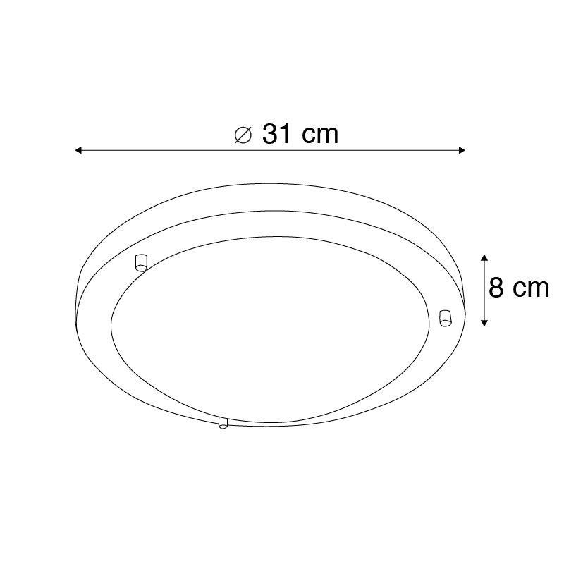 Moderne plafonnière staal 31 cm IP44 - Yuma