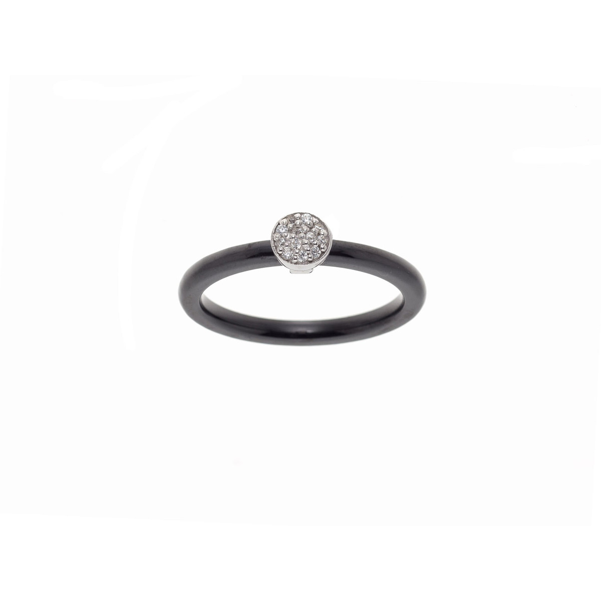STELLA - Bague Jonc - Pure Ceramic noire et acier - Motif Rond