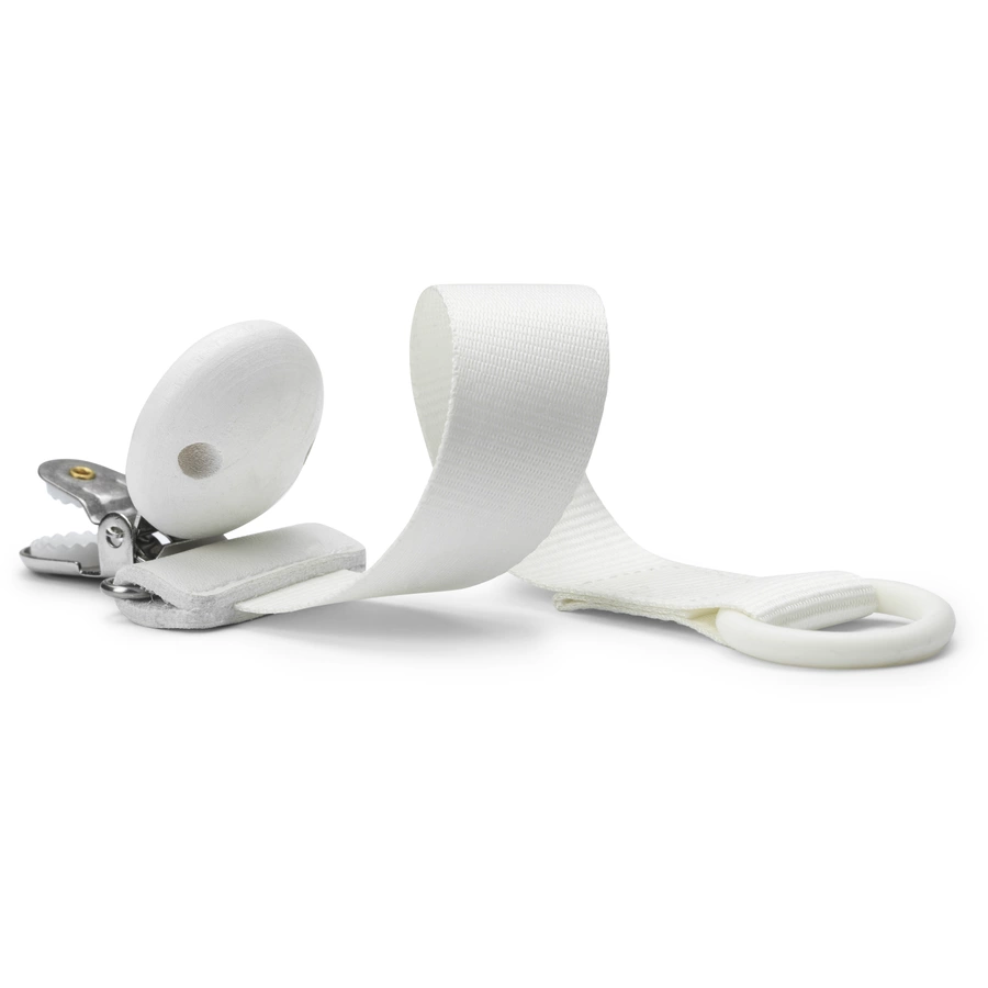 Elodie Schnullerband mit Holzdetail, Vanilla White