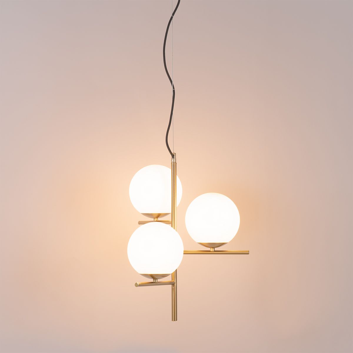 Art Deco hanglamp goud met glas opaal 3-lichts - Flore