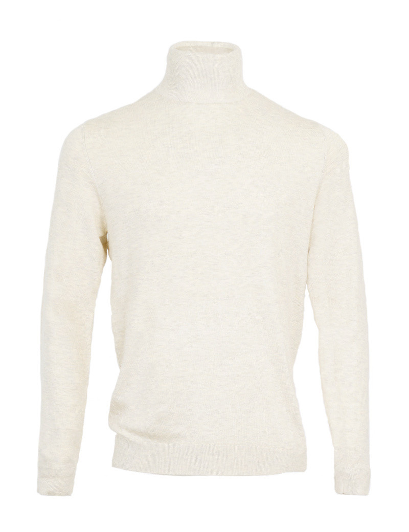 PETROL IND PULL HOMME COL ROULÉ MAILLE FINE ANTIQUE BLANC