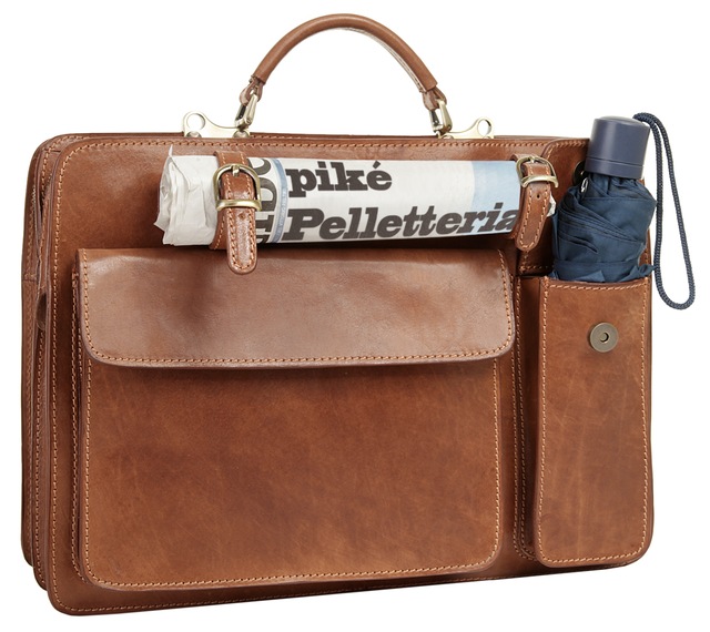 Piké Aktentasche echt Leder, Made in Italy