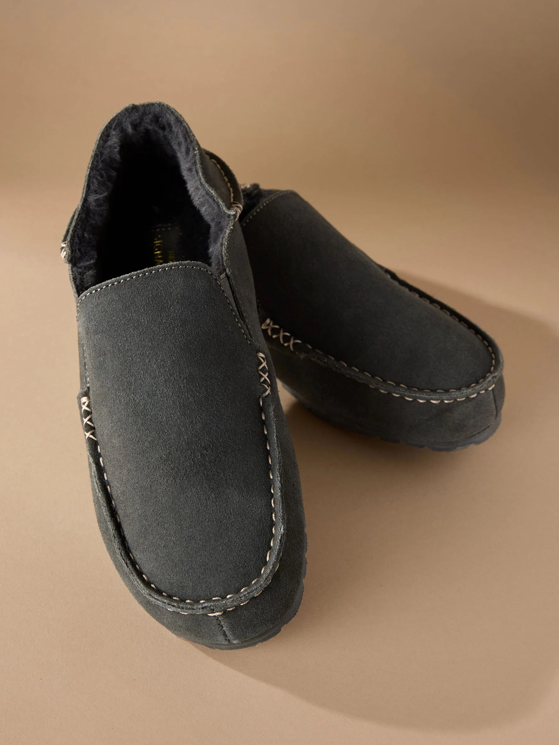 Grijs - Signature Kickdown suède moccasinpantoffels