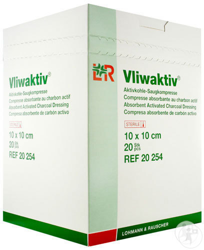Lohmann & Rauscher Vliwaktiv Compresse Absorbante Au Charbon Actif 10x10cm 20 Pièces (20254)