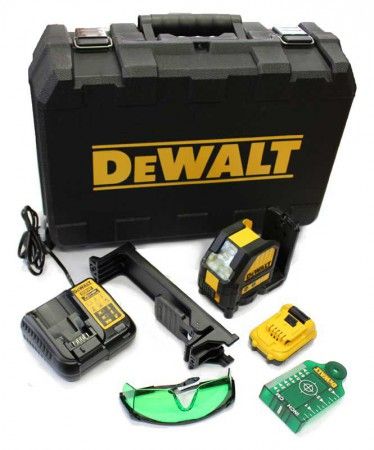 DeWalt DCE088D1G 10.8V Li-Ion accu zelfnivellerende kruislijnlaser set (1x 2.0Ah accu) in koffer - 2 lijnen - 30m - groen - DCE088D1G