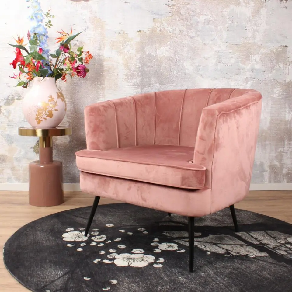 DS4U - Norah fauteuil velvet zalmroze