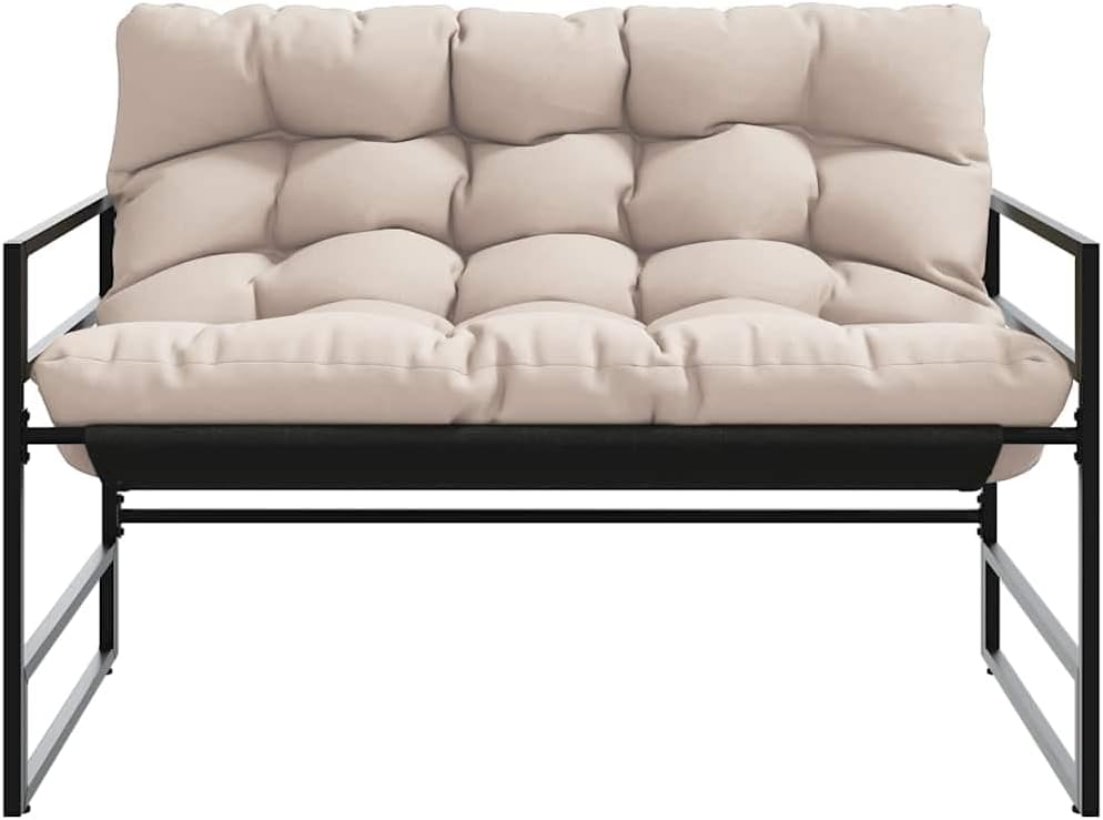 vidaXL Gartenbank mit Kissen Taupe 113 cm Stahl, Bank, Parkbank, Outdoor Bank, Außenbank, Terrassenbank, Sitzbank