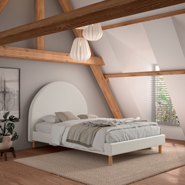 Vipack Moon Bed - 140 x 200 cm - Boucle Wit