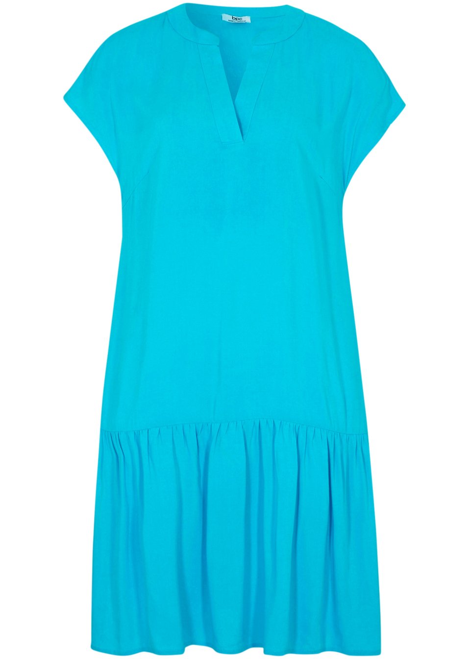 Robe-tunique longueur genou avec volant et col Henley