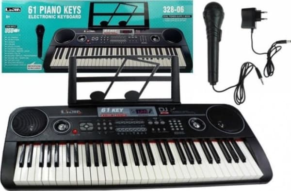 LEANToys Keyboard Organ 328-06 Microphone Power Supply Black