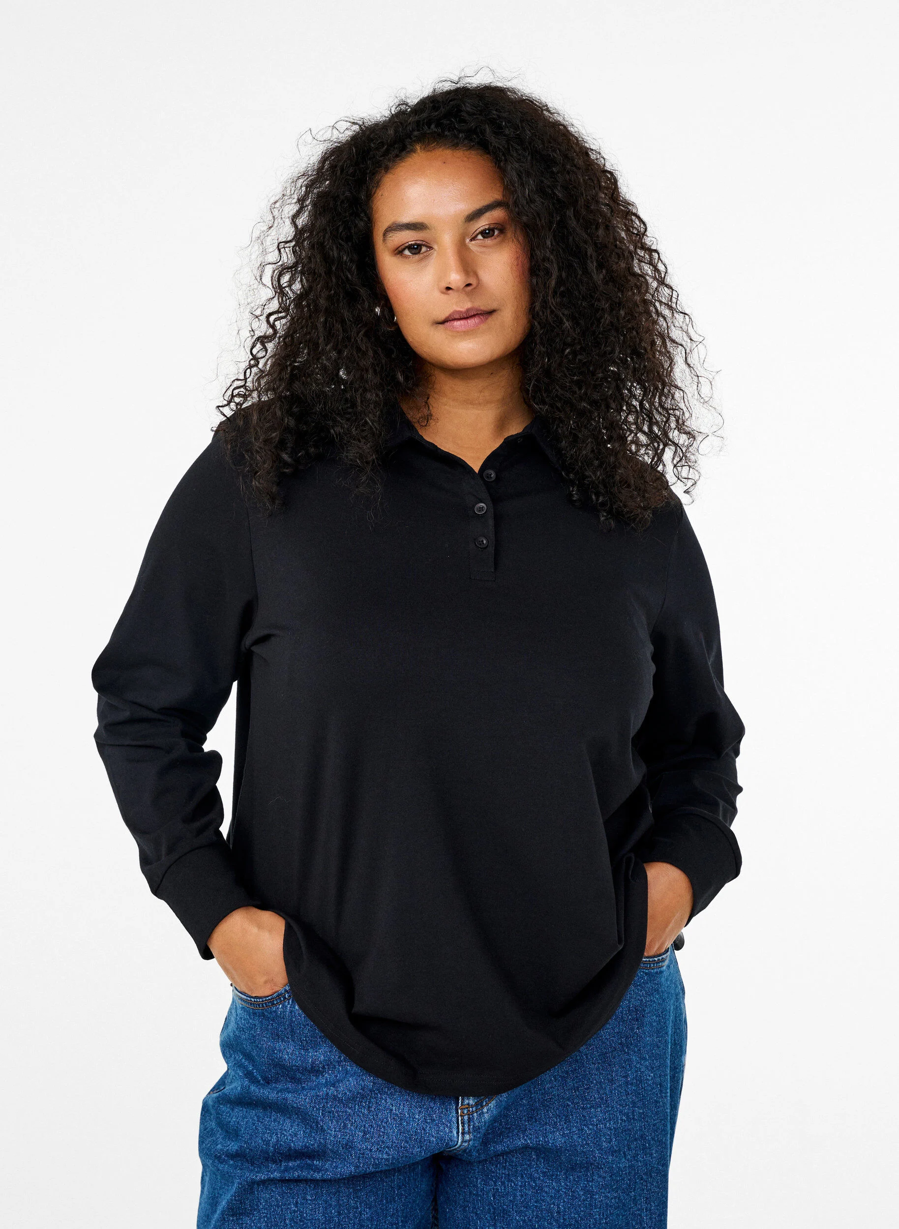Langærmet poloshirt