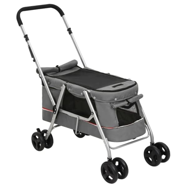 vidaXL Hundevogn sammenleggbar grå 100x49x96 cm linstoff