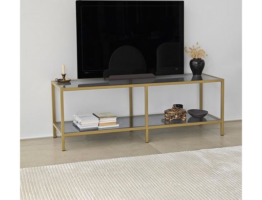 CONCEPT1 - Meuble TV basique gris foncé or 130 x 40 x h45 cm