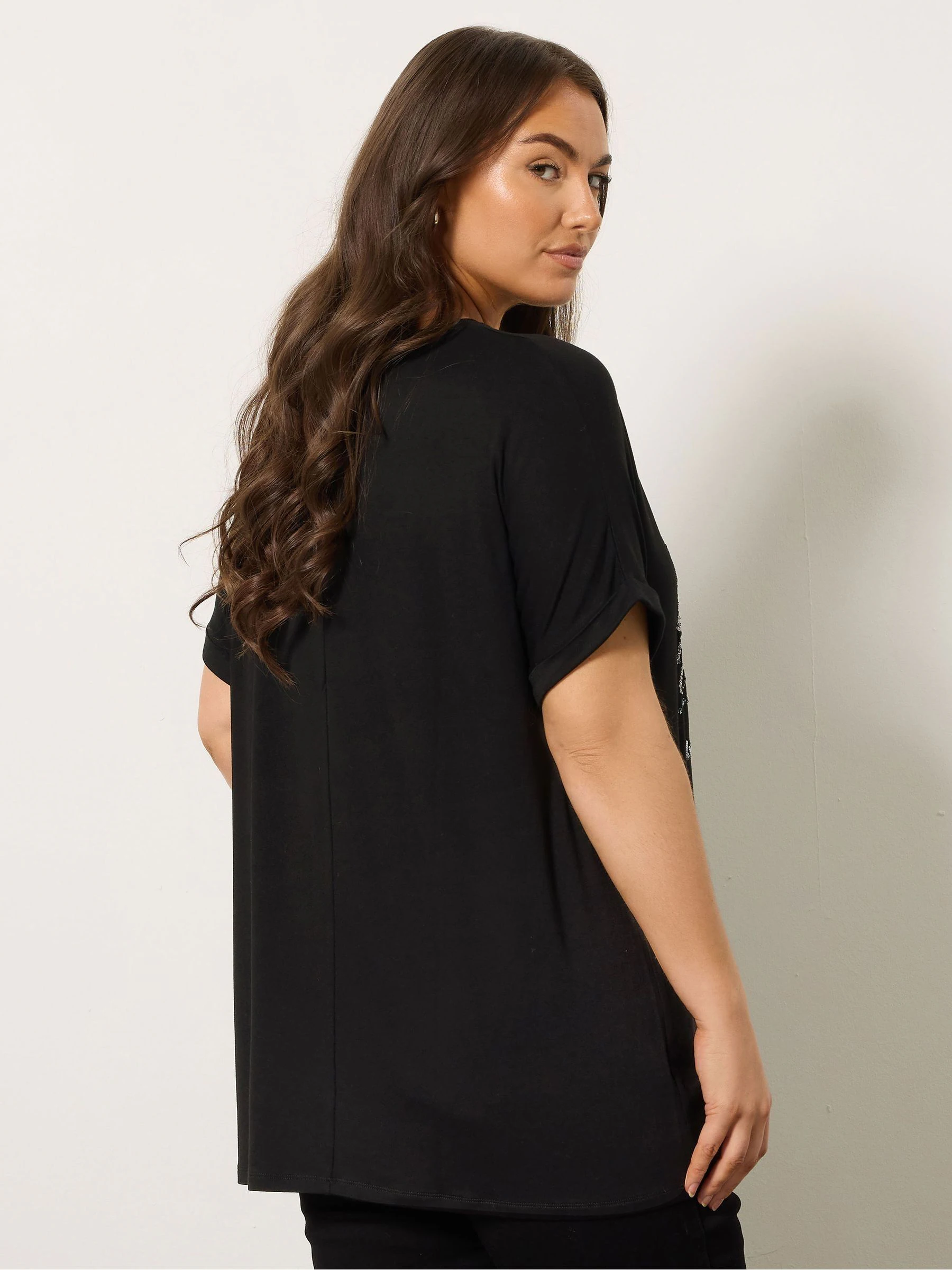 Evans Short Sleeve Wonderland Black T-Shirt