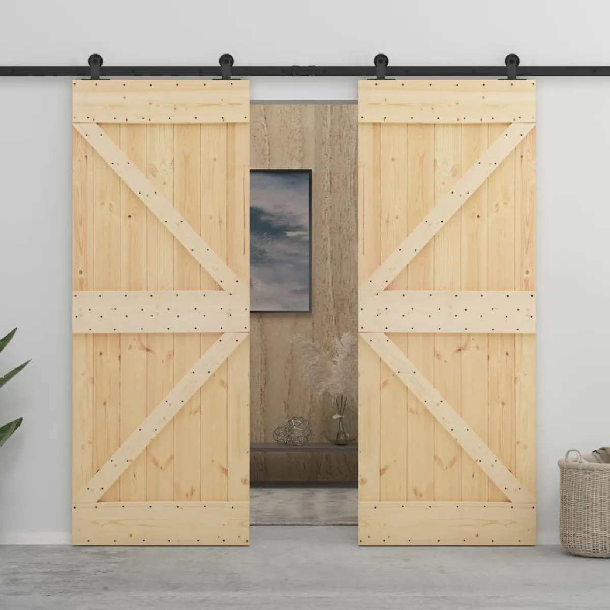 vidaXL Porte coulissante pin massif 90x210 cm avec kit