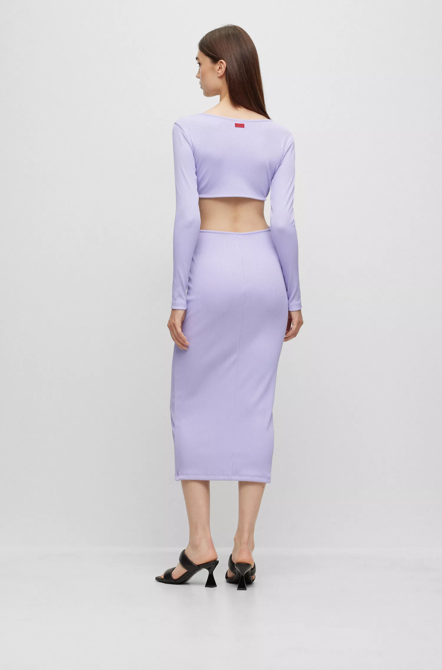 Vestido justo ao corpo HUGO vermelho com detalhes vazados