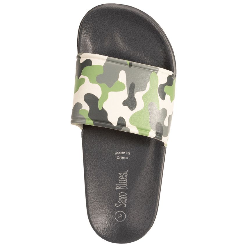 Mules à bride imprimée camouflage pour garçon avec lanière selon l'âge - Gris foncé