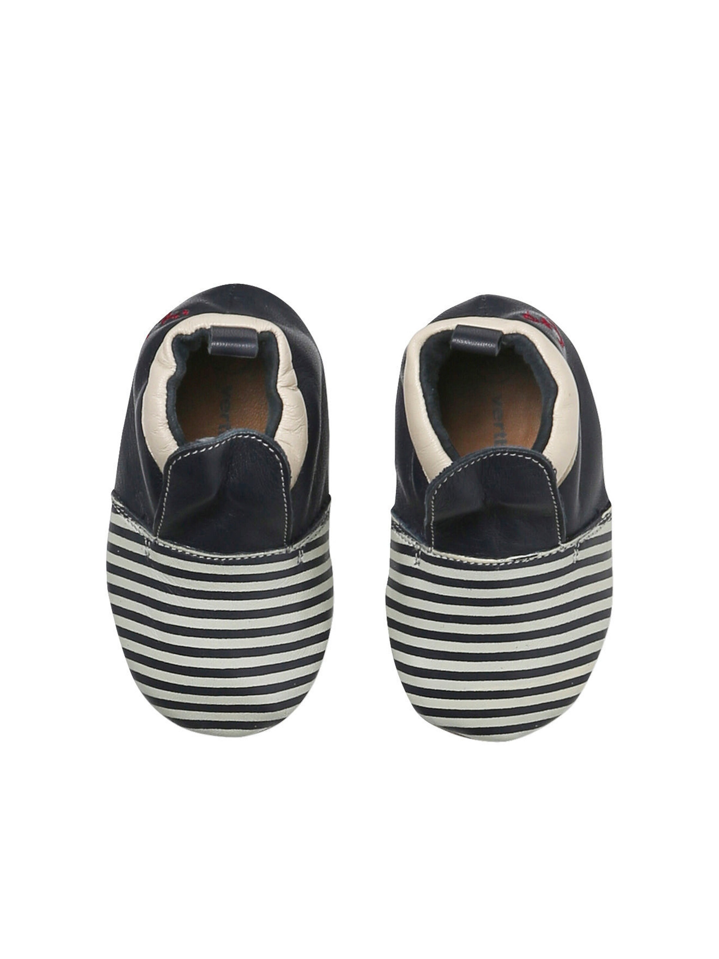 Vertbaudet Baby Krabbelschuhe aus weichem Leder mit Streifen blau gestreift