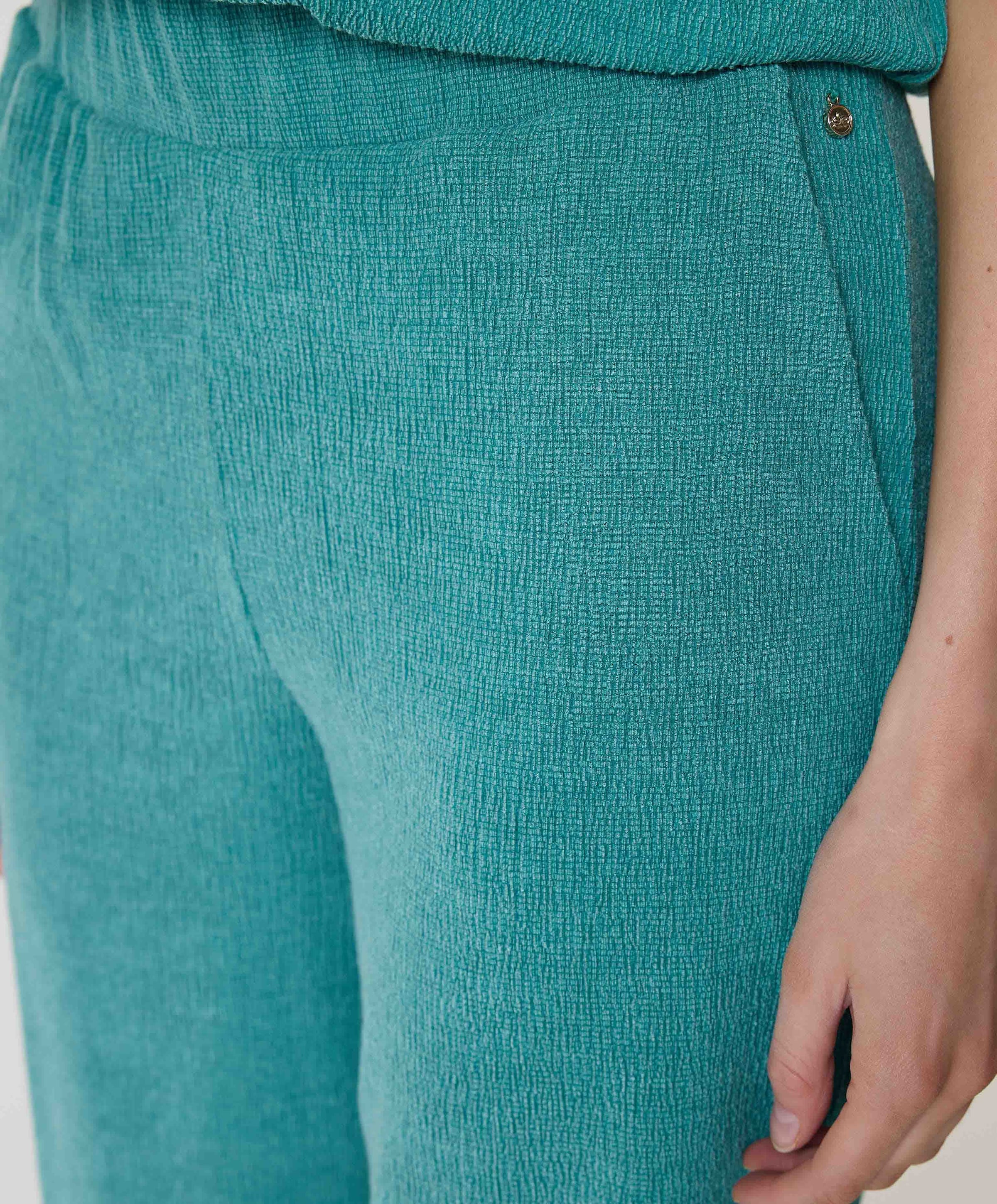 Tramontana Crinkled Wide-Leg dames broek blauw