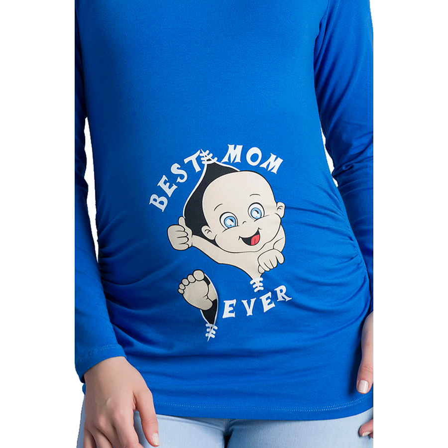 M.M.C. Umstandslangarmshirt Best Mom Ever mit Motiv Dunkelblau