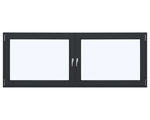 ARON Ternum aluminium raam RAL 7016 antracietgrijs, 2-vleugelig (kiep-draai) met vaste tussenstijl, 1500x700 mm, DIN links; DIN rechts