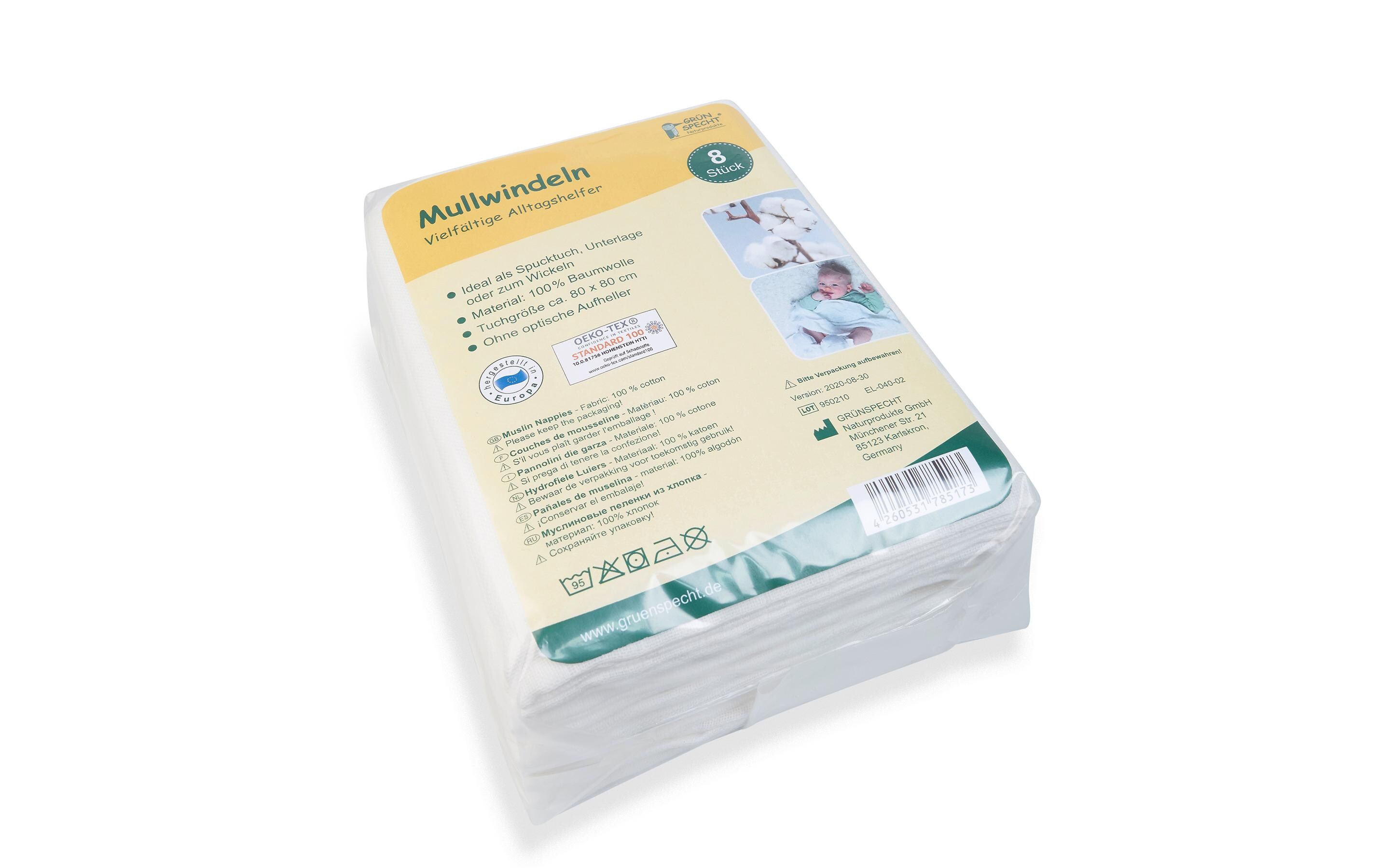 Mullwindeln 8er Pack 80 x 80 cmMullwindeln 8 Stück