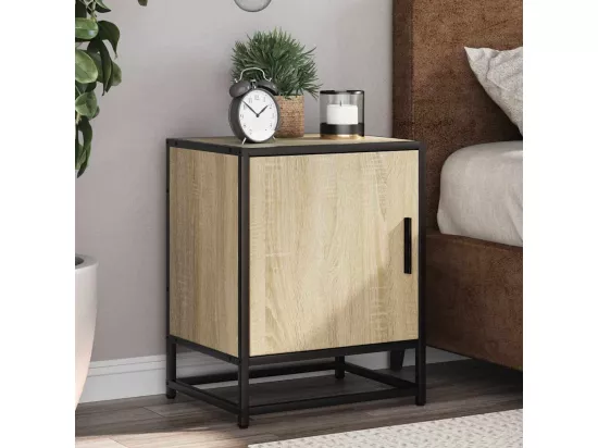 Tables de chevet 2 pcs chêne sonoma bois d'ingénierie et métal