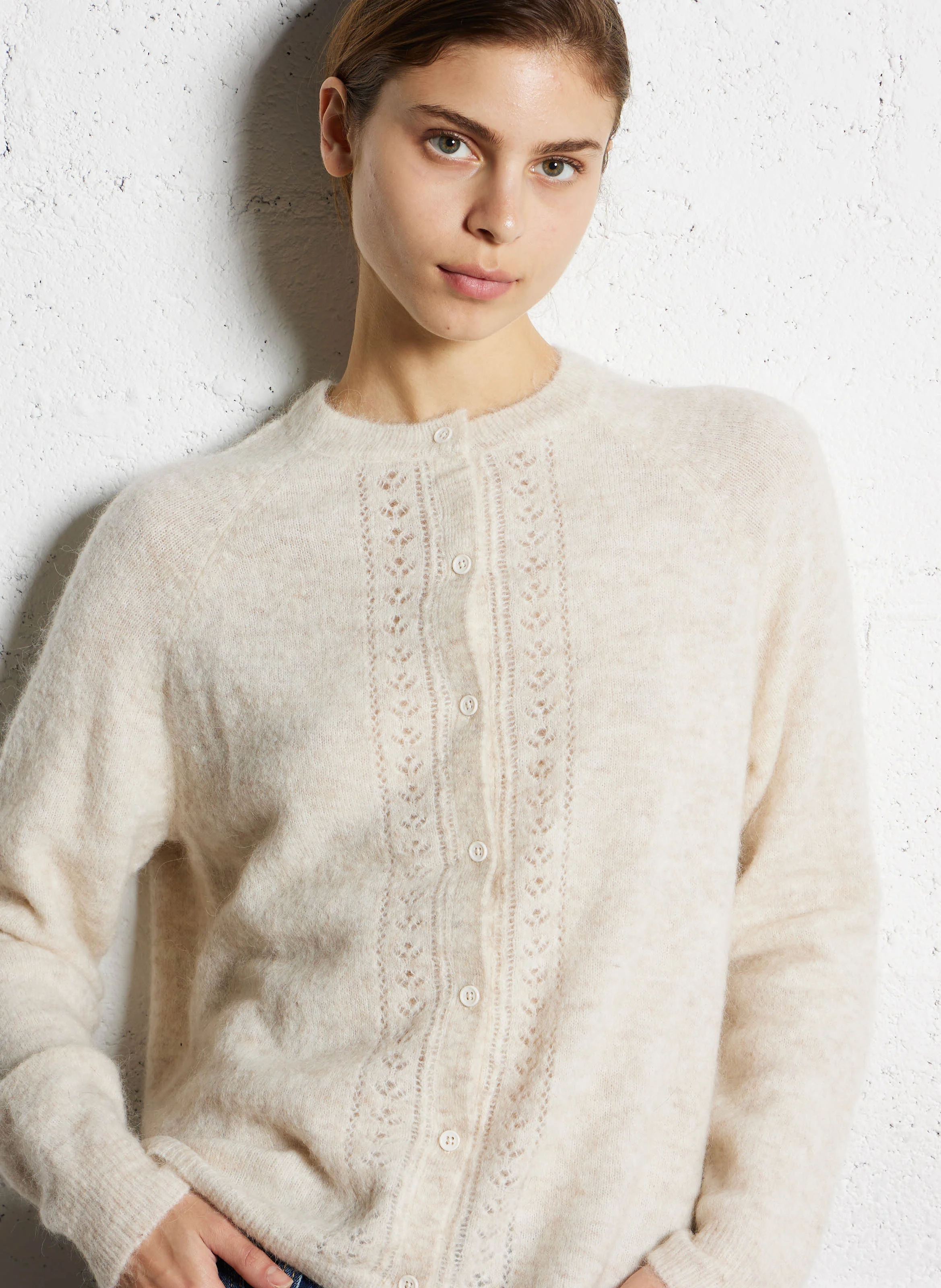 GABY - Gilet col rond | Beige