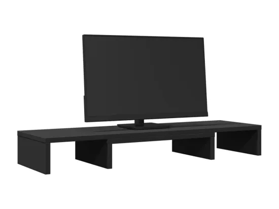 Support de moniteur élévateur réglable noir bois d'ingénierie