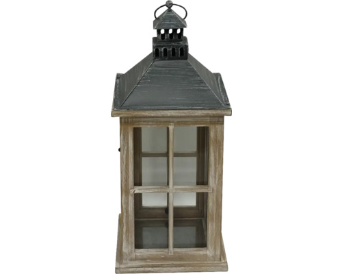 Lafiora lantaarn, 17 x 40 cm, ijzer, hout, natuurlijke afwerking