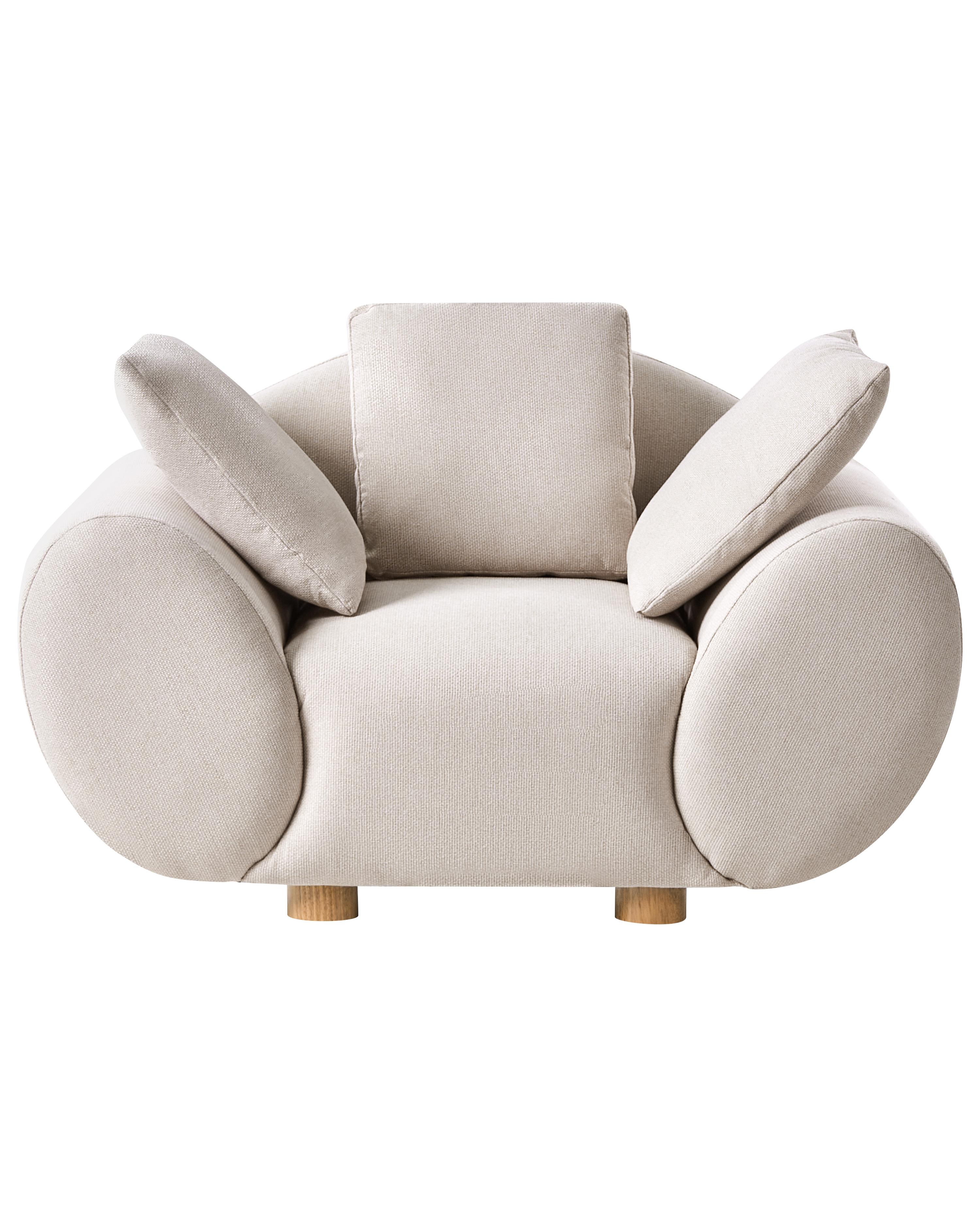 Fauteuil RINGEL met kussens Stof Lichtbeige