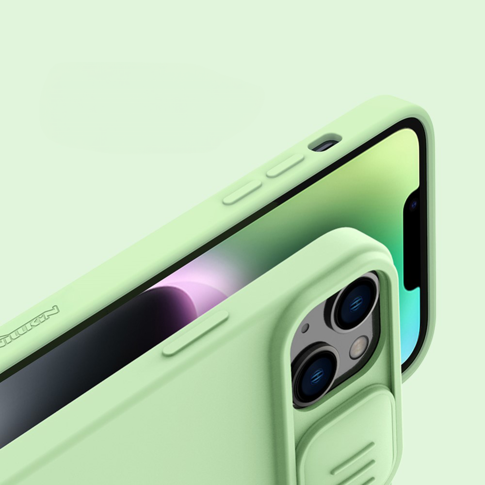 iPhone 15 MagSafe Silikon Schutz Hülle Cam-Slider Kameraschutz - Mintgrün