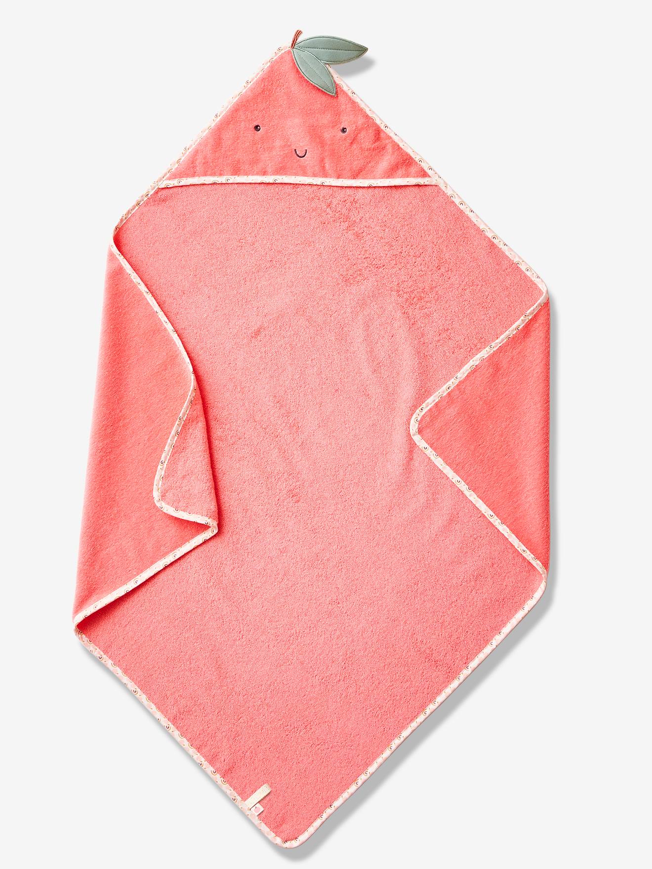 Capa de banho para bebê Pommes d'amour, rosa médio, lisa com estampas.