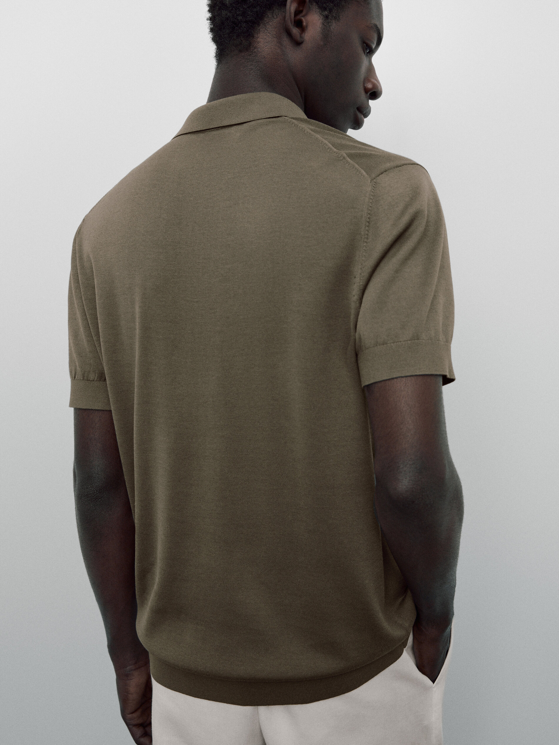 Camisa polo em algodão e seda - Edição Limitada - Cáqui