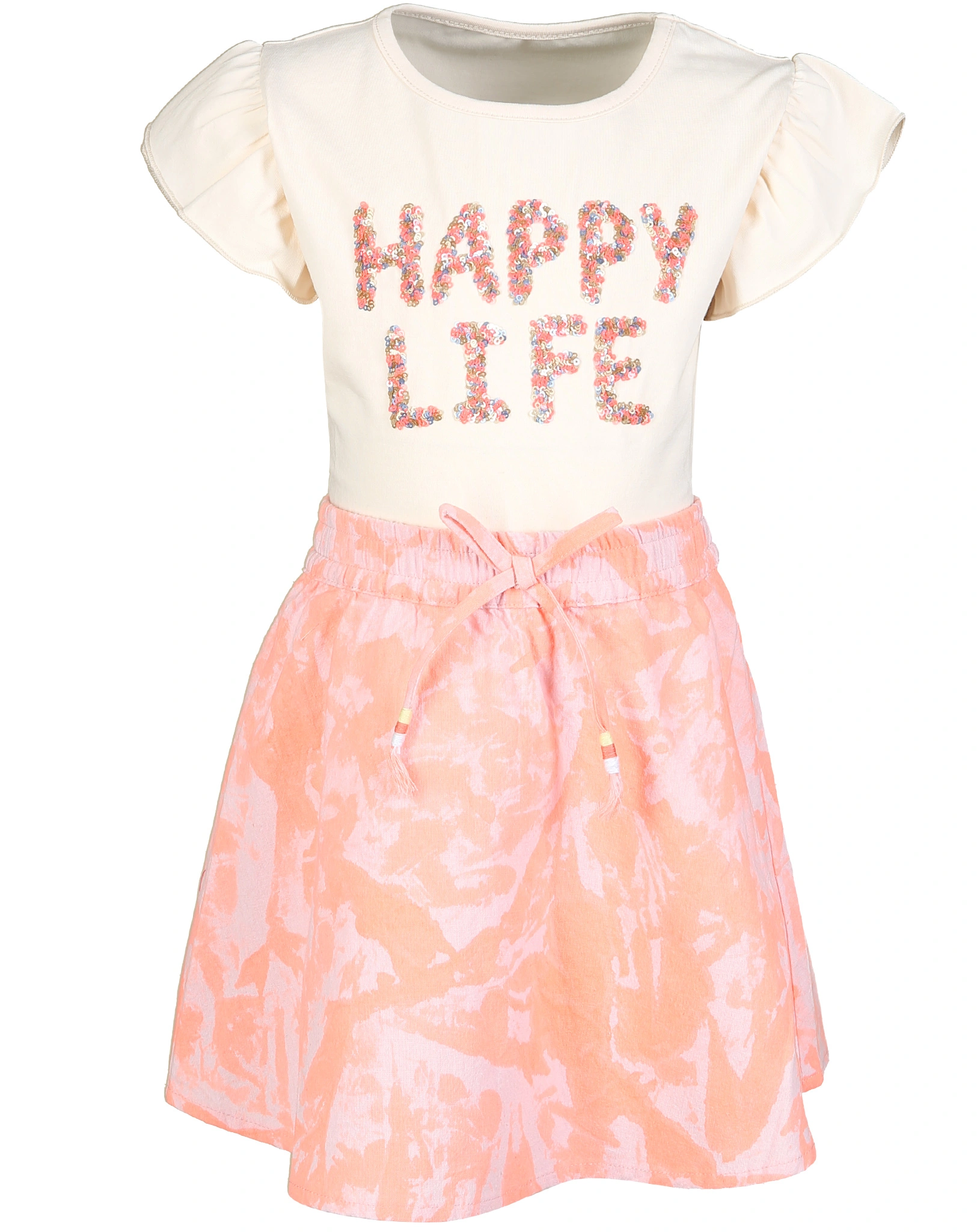 Top BATIK mit Rock in elfenbein/neon pink